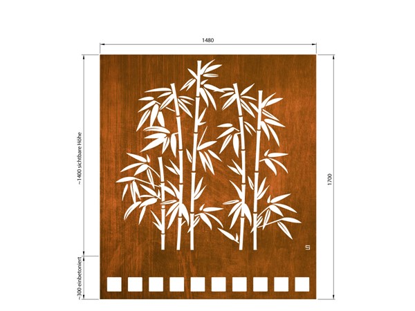 Sichtschutzwand gross, Bambus, vermasst